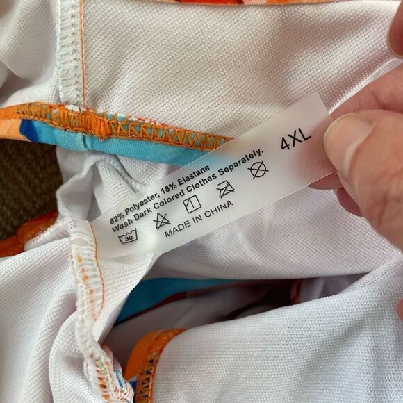 NEW SHEIN One Piece Swimsuit Orange Blue Abstract Pattern 4XL - Picture 6 of 6